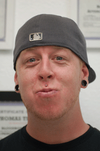 David was attempting to smile after his piercing ;p
